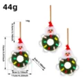 Set of 3 plush mini Christmas wreath ornaments with Santa Claus design and detailed dimensions - Santa Claus Wreath Style