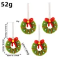 Set of 4 mini Christmas wreath hanging ornaments with red bow, pearls and gold tinsel - Pearl Bow Charm