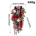 Roter Retro-Weihnachtskranz in Tropfenform mit Beeren und Maßen, 56 cm hoch Dekoration - Transparenter Baumtränenkranz (Ohne Licht)
