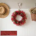 Vibrant red artificial Christmas wreath for wall hanging and home holiday decor - Scroll Pattern Red Floral Style