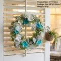 Elegant artificial white and teal Calla Lily floral wreath for Christmas window decoration - Blue White Calla Lily Style (P2-24)