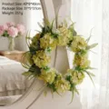 Elegant yellow-green artificial hydrangea wreath for home and Christmas window decoration - Green White Hydrangea Style (U3-15)