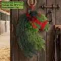 Rustic horse head Christmas wreath with pine needles and red ribbon on stable door - Horse Head Style (K2-23)