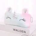 Astuccio unicorno in peluche sfumato pastello con orecchie morbide e corno argento - Rosa Multicolore