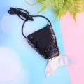 Borsa a tracolla per bambini con paillettes a forma di coda di sirena ed effetto olografico - Nero