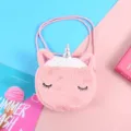Niedliche rosa Plüsch-Einhorn-Umhängetasche für Kinder mit silbernem Horn-Detail - Lotosrosa