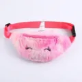 Colorful plush unicorn fanny pack for kids featuring an adjustable waist strap for girls - Rose Gold Rainbow