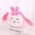 Simpatica borsa a tracolla in peluche con cartone animato di coniglio rosa per bambini - Coniglio