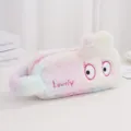 Astuccio peluche arcobaleno capiente con simpatici occhi da cartone animato per ragazze - Rosa