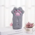 Astuccio carino in peluche a forma di zampa di gatto in grigio morbido per la scuola - Stile Zampa di Gatto / Grigio