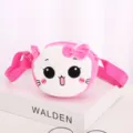 Adorabile borsa a tracolla in peluche rosa a forma di gatto dei cartoni per bambini - Gatto Rosa con Occhi Rotondi