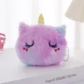 Simpatico portamonete in peluche a forma di unicorno viola per bambini, mini astuccio - Stile con Occhi Socchiusi / Occhi Socchiusi Viola