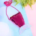 Mini crossbody tas voor kinderen in de vorm van een zeemeerminstaart met pailletten - Rozerood