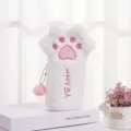 Astuccio carino a forma di zampa di gatto in peluche bianco con ricamo rosa e pompon - Stile Zampa di Gatto / Bianco