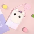 Adorable plush unicorn crossbody bag for girls, soft pink and white fuzzy coin purse. - Pink