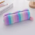 Astuccio in peluche sfumato con simpatico pon pon e cerniera in vivaci colori pastello - A Righe Viola