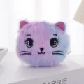 Portamonete a forma di gatto in peluche con sfumatura viola blu - Viola
