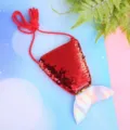Mini borsa a tracolla a coda di sirena con paillettes rosse per bambine e ragazze - Rosso