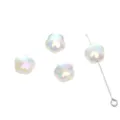 Iridescent UV electroplated acrylic flower beads with cat eye effect for DIY jewelry - Pack of 5 / White