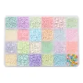 DIY-Schmuckset mit 24 Fächern, pastellfarbenen Glasperlen und Stiftperlen in Box. - 24 Raster 120g/Box / Macaron-Farbe