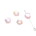 Iridescent pink acrylic flower beads with cat eye plating for DIY jewelry making - Pack of 5 / Pink