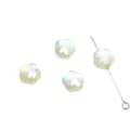 Iridescent acrylic flower beads with cat-eye effect for DIY jewelry making projects - Pack of 5 / Green