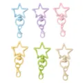 Set of six colorful star-shaped lobster clasp keychain accessories for DIY jewelry - (Macaron Colors) 5 Pcs/Pack