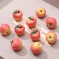 Colgantes de manzanas realistas de resina con aros metálicos para crear joyas DIY - Estilo de Lazo Colgante / 14x16mm (1 Pieza/Paquete) / Manzana Rosa