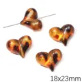 Acrylic leopard print heart-shaped loose bead for DIY jewelry crafts, size 18x23mm - Heart (BSD943) / 2 Pcs/Set