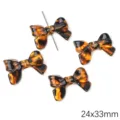 Tortoiseshell leopard print acrylic bow beads for DIY jewelry making, 24x33mm size - A Bowknot (BSD943) / 5 Pieces