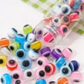 Colorful resin evil eye beads with rainbow stripes for DIY jewelry making - Evil Eye 10mm 1mm Hole Random Mixed Colors 25 Pcs/Bag