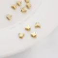 14K Gold gefüllte Schmetterlingsperlen mit glatter und geprägter Textur für DIY Schmuck - Polierter Schmetterling / 10er Pack / 14K-Gold