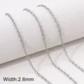 High quality 2.6mm width stainless steel cross link chain for DIY jewelry making crafts - Style #03 / 1 Meter/Pack / Steel