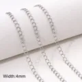 High quality silver stainless steel flat cross chain with 4mm width for DIY jewelry - Flat Cross Woven Chain (#11)