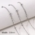 3.8mm wide silver stainless steel water ripple chain with beads for DIY jewelry - Threaded Water Wave Bead Chain (#12)