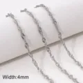 Professional 4mm wide stainless steel water wave chain for DIY jewelry making accessories - Threaded Water Wave Chain (#13)