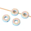 16mm blue acrylic donut beads featuring yellow glaze and pink icing for DIY jewelry crafts - Blue (Grape Purple Texture)