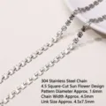 Chaîne à maillons carrés en acier inoxydable 304 avec motif soleil pour bijoux - Style à Motif Carré Tournesol / 1m/Paquet / Argent