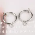 Componenti per orecchini a clip fai-da-te color argento con piccoli anelli pendenti per gioielli - Orecchini a clip a molla / Set di 4 / Oro bianco