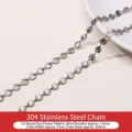 Durable 304 stainless steel chain with round sunburst pattern discs for DIY jewelry making - Round Sunflower Pattern Style / 1m/Pack / Silver