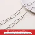 Cadena de eslabones ovales de acero inoxidable 304 para bisutería DIY - Estilo de Eslabón Oval / 1m/Paquete / Plateado