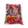Assorted mixed dried flowers and preserved plants in a pack for DIY crafts and card decor - Fixed Style (21#) / 17.5g Pack / Red Yellow Gradient