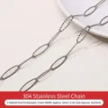 Cadena de eslabones de acero inoxidable 304 texturizada para joyería hecha a mano - Estilo de Eslabón Oval Realzado / 1m/Paquete / Plateado