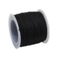 Fil de jade de Taiwan n°72 de qualité, cordon tressé en polyester noir pour bijoux DIY. - 45 Mètres/Rouleau / Noir