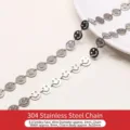 Cadena de cara sonriente de acero inoxidable 304 para accesorios de joyería DIY - Estilo de Carita Sonriente / 1m/Paquete / Plateado