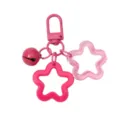 Roze stervormige sleutelhanger met bijpassende bel hanger voor DIY handgemaakte tas decoratie - 1 Stuk / Rozerood