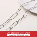 Cadena de eslabones ovalados de acero inoxidable 304 texturizado para hacer joyas de bricolaje - Estilo de Eslabón Alargado Realzado / 1m/Paquete / Plateado