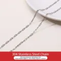Cadena de eslabones de acero inoxidable 304 plata para creación de joyas artesanal - Eslabón Largo Martillado Delgado / 1m/Paquete / Plateado