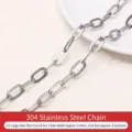 Cadena de acero inoxidable 304 con eslabones grandes para accesorios de joyería DIY - Cadena de Cruz Plana de Agujero Grande / 1m/Paquete / Plateado