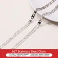 Cadena de acero inoxidable plateado de 5mm para creación de joyas DIY variante - Estilo de Eslabón Rectangular de Rombo / 1m/Paquete / Plateado